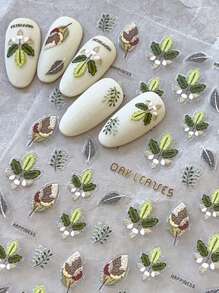 1pc Colorful Flower Nail Art Stickers, Monet Garden Series 3D Embossed Adhesive Cartoon Nail Decals - Multicolor - View 10