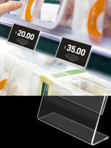 10/5Pcs Acrylic Price Tag Holders - L-Shaped Transparent Sign Display Stands For Labels, Water-Resistant, Ideal For Office & Dining Settings