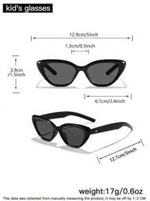 1/2 Pcs Boys Girls 4-8Y Acrylic Casual Small Frame Cat's Eye Spring Fashion Black Eyeglasses For Holiday Outings, Outfit Matching And Holiday Gifts