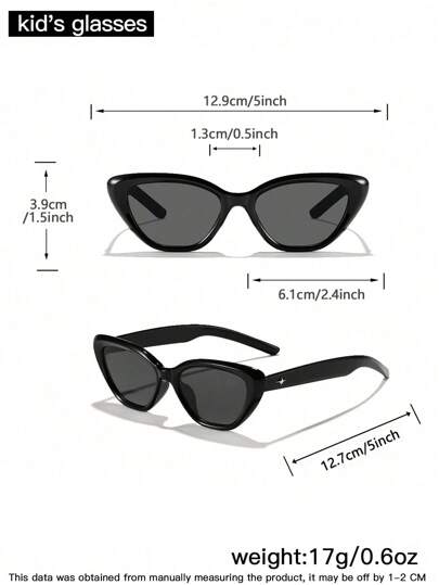 1/2 Pairs Kids 4-8 Years Old Organic Glass Cat Eye Black Glasses, Suitable For Holidays, Outfit Matching, And Holiday Gifts