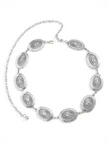 Neues Design, westlicher Stil Metall Taillenkette für Frauen, hochwertige, elegante westliche Retro Taillenkette, vielseitiges Rautenmuster, niedliche Zinklegierung Taillenkette, geeignet für alle Jahreszeiten, Schule