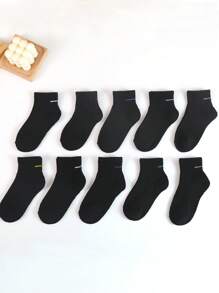 20 piezas/10 piezas Calcetines sencillos para niños, calcetines negros de media caña que absorben la humedad, calcetines de tubo medio para las cuatro estaciones, para primavera y verano, otoño e invierno, calcetines deportivos, regalos para niñas, regalos para niños, regalos para mamá, regalos para papá, ropa de invierno para niñas, ropa de invierno para niños, regalos navideños, estilos aleatorios