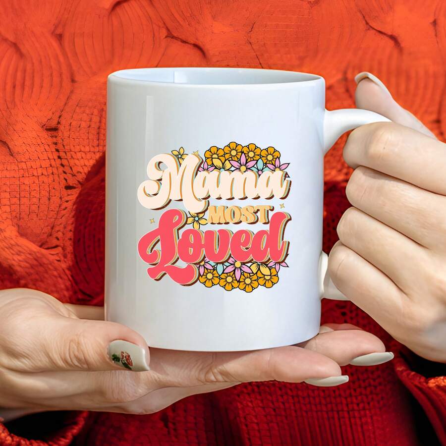 1pc 11oz Happy Mother's Day Mug Mom Gift Coffee Cup, White Ceramic Coffee Mug, Double-Sided Printing, Washable Reusable Milk Cup Coffee Cup Multi-Purpose Travel Mug, Mother's Day Gifts For Women Mom Grandmother