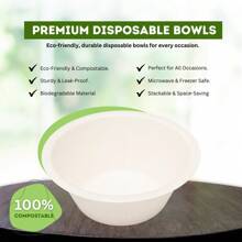 FPN Disposable Bowls 100% Round Compostable Microwave Safe Soup Bowls 6 ,8 &12Oz - 6 Oz - View 4