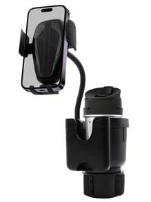 新款三合一多功能车载杯架和手机支架，可伸缩、可旋转 - 黑色 - 查看 1