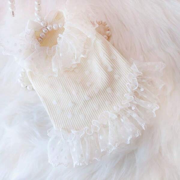 1pc Summer Breathable Pet Dog Cat Lace Patchwork Heart Shaped Elegant Cute Floral Dress, Suitable For Medium To Small Breed Dogs Such As Teddy, Poodle, Bichon Frise