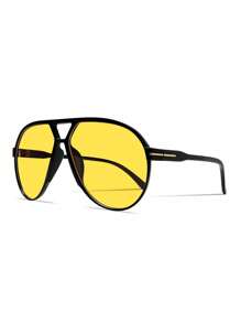 1pc Women's Fashion Oversize Double Bridge Aviator Frame Glasses