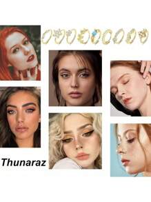 IRONBOX 9Pcs Stainless Steel Nose Ring Hoop Stud Paved CZ Leaf Flower Crawler Nose Ear Cartilage For Women Nose Ear Piercing Hoop