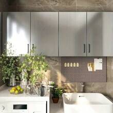 1 Roll Silvery Metallic Style, Kitchen Renovation Vinyl Sticker, Refrigerator Wrap, Faux Metal Self-Adhesive Aluminum Foil, Oil & Waterproof Decal For Fridge, Cabinets, Smooth Surfaces, Textured Finish, 60cmx1000cm (23.62"X393.7") Vinyl Material - Silver - View 7