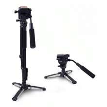 Monopié Con Cabezal De Fluido Y Base De Trípode Extraíble,Monopié extensible de aluminio para cámara DSLR con cabezal fluido y base de trípode plegable. Altura máxima: 148 cm (58 pulgadas). Carga útil: hasta 3 kg (6,6 lb).