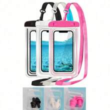 3pcs Mobile Phone Waterproof Bag, Touch Screen Leisure Waterproof Mobile Phone Bag, Mobile Phone PVC Bag, Vacation Beach Sports Bag, School Student Supplies[Includes Gift Earplugs] - Multicolor - View 7