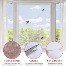 1/2 件夏季自粘简易蚊帐隐形纱窗可切割加密纱窗带钩环