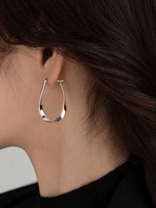 1 pieza Pendientes de aro sin fin minimalistas de plata de ley 925 hipoalergénicos, aptos para mujeres