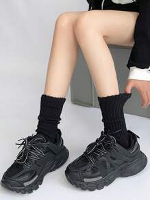 1 Pair/2 Pairs/3 Pairs Multi-Color Women Over-The-Knee Socks, College Style Mid-Calf Socks, For Everyday Wear - Multicolor - View 5