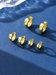 Newsoul 1 Pair Of Fashionable Minimalist Hoop Earrings For Women Ladies Jewellery Real S925 Sterling Silver Earrings Party Gift Fine Jewelry - Gold - View 3