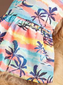 1 件夏威夷风格休闲涤纶宠物连衣裙适合泰迪、贵宾犬等小型犬种，在家或户外穿着（不适合大型犬）