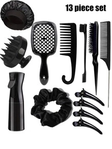 15 Piece Hair Styling Brush, 1/12/13 Piece Hair Combs, Pointed Tail Combs, Rat Tail Combs, Edge Brushes, Hair Brushes, High-Pressure Spray, Hairpins, Hair Rings, Wide Tooth Combs, Bath Caps, Hair Braiders, Suitable For All Kinds Of Hair Styles