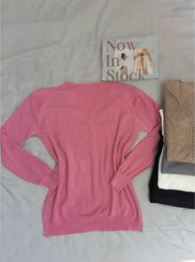 New Women's Plus Size Modal Knit Cardigan - 粉色 - 查看 3