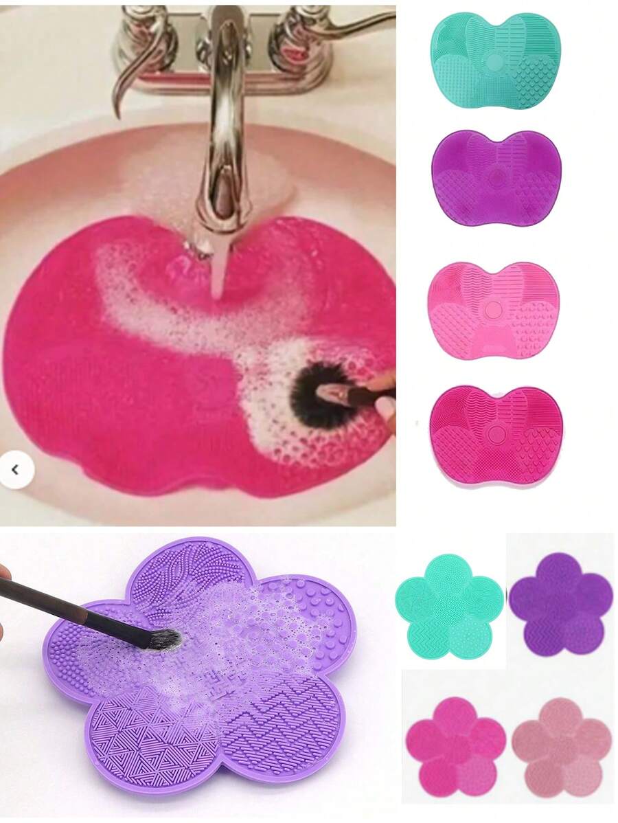 1 szt. Silikonowa podkładka matowa z wzorem kwiatu jabłka z przyssawką, silikonowa podkładka matowa narzędzie kosmetyczne, mata do czyszczenia pędzli do makijażu
