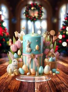 1 vela acrílica bohemia y decoración de huevo de Pascua, decoración de escritorio estilo bohemio 2D, versátil para decoración del hogar y días festivos, adecuado para salas de estar, dormitorios, oficinas, perfecto para regalos de Pascua y Día de la Madre