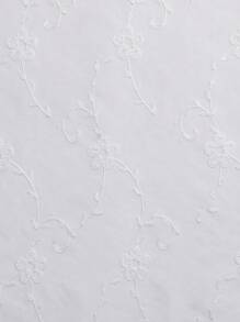 1 Stück weißer transparenter Vorhang mit Weinblatt- und kleinen Blumenmustern, floral bestickter Vorhang geeignet für Schlafzimmer/Wohnzimmer/Esszimmer/Stangendesign, herbstliche Heimdekoration eleganter Wohnzimmer-Vorhang/Schlafzimmer-Vorhang - Weiss - Übersicht 9