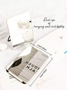 1 PIEZA Espejo de maquillaje blanco cuadrado de doble uso montado en la pared y espejo de maquillaje de escritorio - El mejor regalo para mamá, tía, abuela, hija, sobrina, hermana, amiga, novia, esposa, novia, dama de honor, madrina