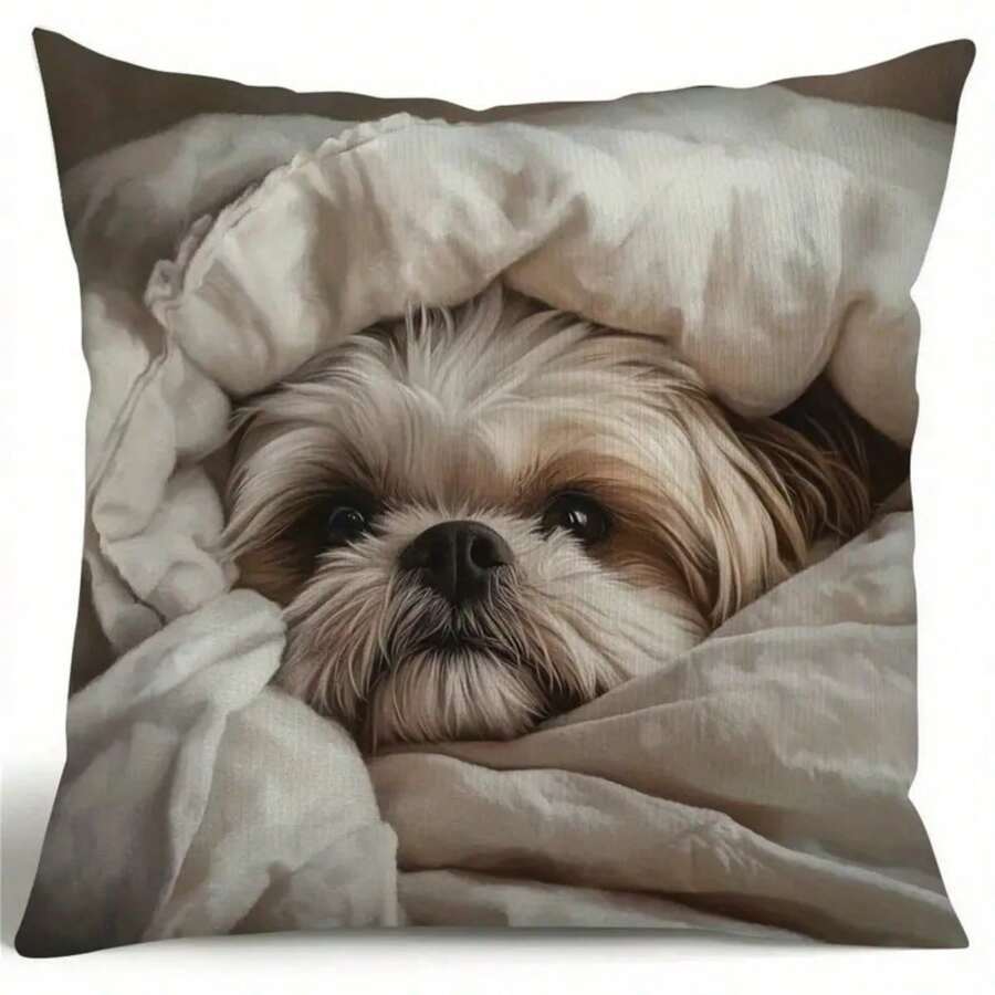 1pc Festive Polyester Inches Single-Sided Print Throw Pillow Case - 1pc Gentle Shih Design For Home Decor(No Pillow Insert),Fall Decor,Autumn Decor,Room Decor - Apricot - View 1