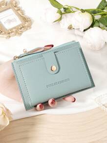 Cartera pequeña de mujer con cierre de cremallera, estilo billetera plegable delgada y ligera, de varios capas, con bolsillo para tarjetas de identificación, dinero y tarjetas de crédito, en color burdeos, rojo cereza, tinto, de estilo minimalista y moderno para regalo de aniversario, Navidad, San Valentín, cumpleaños, pareja, chica, señora, para la escuela o la universidad
