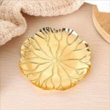 2 件装纯色复古图案餐盘，适合节日、圣诞节、感恩节和新年庆祝活动，耐热、手洗、抛光金属，由不锈钢制成 - 金色 - 查看 7