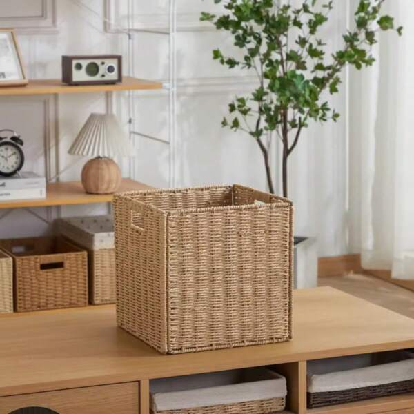 Imitation Rattan Baskets For Organizing Organizer Long Narrow Woven Baskets Rectangular For Bar Bathroom Bedroom Coffee Table Handwoven Rectangular Rattan Wicker Basket Fruit Tea Snack Bread Picnic Cosmetic Storage Box Kitchen Supplies Household Tools