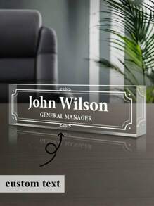 1pc Custom Acrylic Desk Name Plate, Personalized Office Decoration Sign, Simple, Waterproof, Stylish, Personalized, Cute, High Quality Customized, Acrylic Desk Accessories, Unique Ideal Gift For Boss, Teacher, Employee, Student Personalized Office Decoration Thank You Gift, Boss Office Gift, Personalized Office Decoration, Desk Decoration,