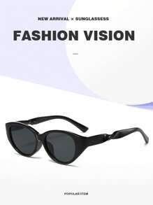 1pc Women's Unique Cat Eye Twisted Temple Street Snap Fashion Glasses, Casual Everyday Face Flattering For Summer Beach Vacation,Outdoor,Travel