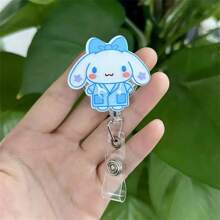 Sanrio (Autorizzato) Fermaglio per badge acrilico PMMA con micro sigilli di personaggi Sanrio dottore, infermiera, insegnante: adatto per i miei amati e divertenti personaggi Romika, regolabile