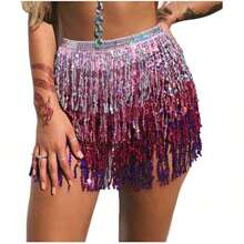 Women's Belly Dance Waist Chain Sequined Tassel Skirt Hip Scarf Dance Hip Belt Latin Dance Hula Dance Hip Scarf - Multicolor - View 19