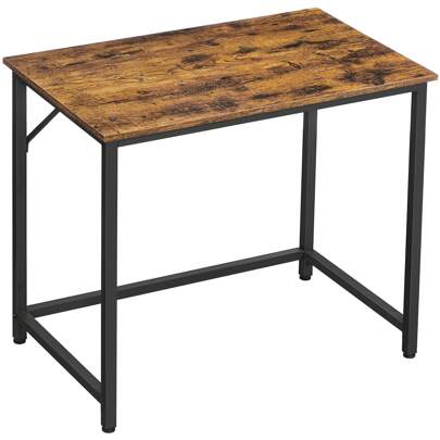 VASAGLE Schreibtisch, Tisch, Arbeitsplatz, für Büro, Schlafzimmer, 50 x 80 x 76 cm, Industriestil, Metallrahmen, rustikales, Vintagebraun + Tintenschwarz