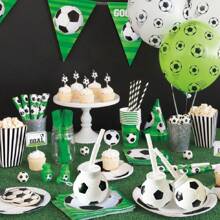 5pcs Soccer Paper Lanterns Sports Soccer , 2024Decorations,Themed Birthday Party Decorations Supplies Party Favors,Christmas