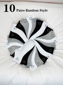 20pcs/10pcs/1pc Big Kids/Teens/Girls Solid Color Heart Pattern Socks, Thickened, Moisture-Wicking, Mid-Calf Warm Socks, Suitable For All Seasons, Spring/Summer, Autumn/Winter, Sports Socks, Girl Gifts, Boy Gifts, Mom Gifts, Dad Gifts, Girls Winter Clothes, Boys Winter Clothes, Holiday Gifts, Random Style - Multicolor - View 9