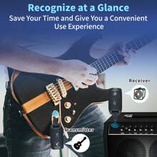Wireless Guitar System 2.4GHz Built-In Rechargeable Lithium Battery 270° Rotatable Audio Wireless Transmitter Receiver For Acoustic Guitar Bass Violin Keyboard Electric Instruments, Black - màu đen - Xem 3
