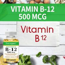 Vitamin B-12 500mcg - Energy Conversion, Suitable For Men And Women - 120 Capsules - 1 瓶 - 查看 5