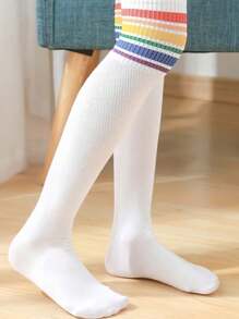 3 Paar Kinder Dünne Overknee Lange Socken, Sommer Gestreifte Bequeme High Tube Socken