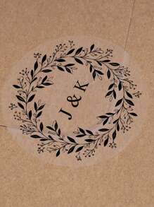 30/60/120/240Pcs Custom Name Gold Foil Wedding Stickers. Personalised Initials And Gold Wreath Envelope Seals, Transparent Gold Labels For Favours, Engagement Stickers,Art Activities For Student, Wedding Favours For Guests - Style a - View 6