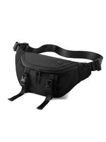 This Is A Waist Bag Made Of Nylon Fabric, With A Large Capacity, Multiple Compartments And Pockets, And Adjustable Shoulder Straps For Easy Travel. Purse Belt Fanny Pack Side Bags For Men - Black - View 5