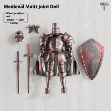 中世纪步兵十字军重甲骑士铰接式人偶模型，未组装未上色士兵盔甲人偶 DIY - 彩色 - 查看 19