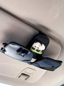 1pc Panda Car Eye Clip Car Interior Storage Sun Visor Car Sunglasses Clip Sunglasses Clip - one-size - View 2