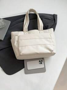 Túi Tote dành cho nữ, Túi xách nhẹ và mềm mại, Thích hợp cho Du lịch, Công việc, Bãi biển, Phòng tập thể dục, Mua sắm - trắng - Xem 9