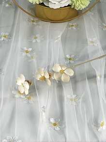 Nappe de table en mousseline brodée de marguerites ivoire, décoration de table saisonnière de printemps/été pour Pâques, tissu fin pour la maison, les fêtes, la cuisine et la salle à manger intérieure - Multicolore - Voir 6