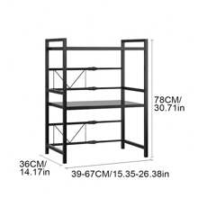 3 Tier Expandable Microwave Oven Rack Stand Storage Holder Kitchen Corner Shelf,Expandable Microwave Kitchen Shelf, Household Double Storage Shelf,Black, 67*36*78cm