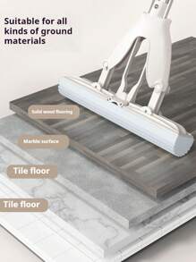 House Cleaning Tools Sponge Mop Roller Sponge Mop Self Squeeze Sponge Mop Stainless Steel Handle With PVA Absorbent Mop Head Refills For Home Commercial Use Tile Floor Bathroom Garage Cleaning - White - View 9