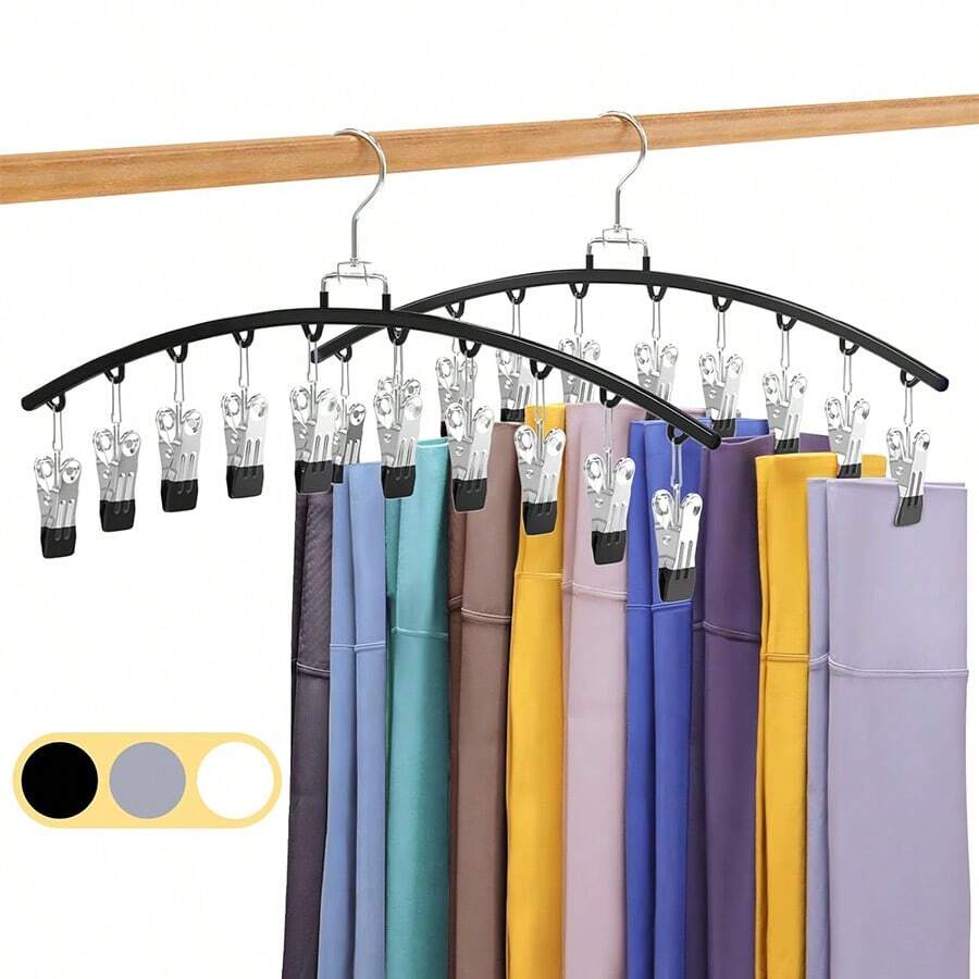 2 Packs Legging Organizer For Closet, Ginyoyo Metal Gym Clothes Organizer With 20 Clips Holds 20 Leggings, Hangers Space Saving, Closet Organizers And Storage, Room Organization Essentials, Black