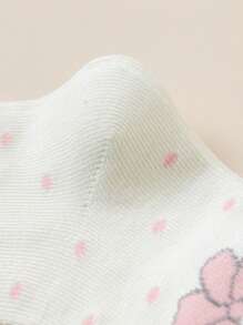 5 Pairs Girls' Cute Bow Polka Dot Mid-Calf Socks, Suitable For School Outfits